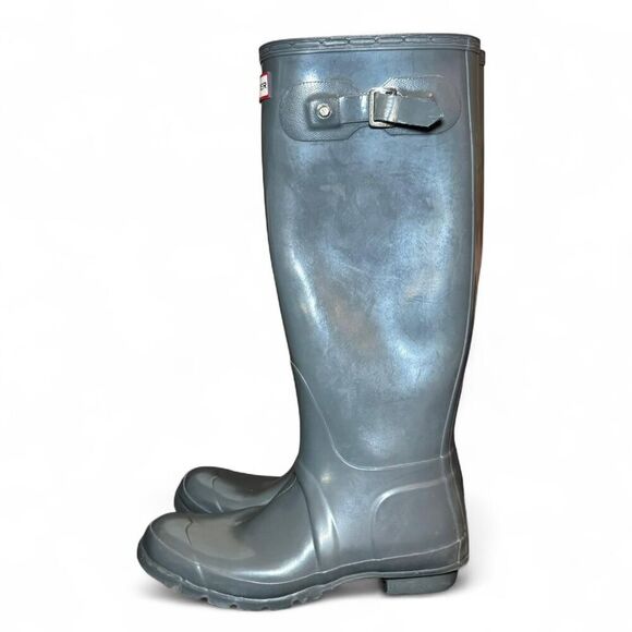 Hunter Original Tall Gloss Rain Boots Women’s Size 8M Gray Waterproof W23616 - Picture 3 of 7